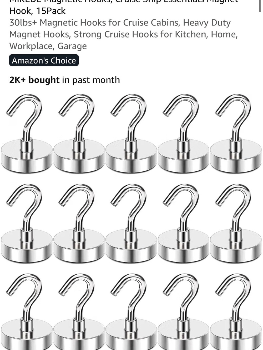 NEW Magnetic Hook Set - Silver Metal Wall Hooks